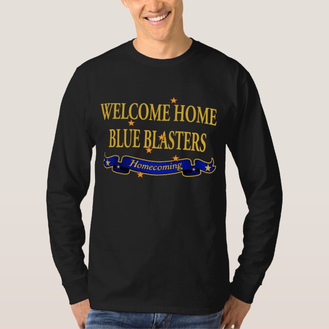 Willkommene Zuhause-Blau-Bläser T-Shirt (Vorderseite)
