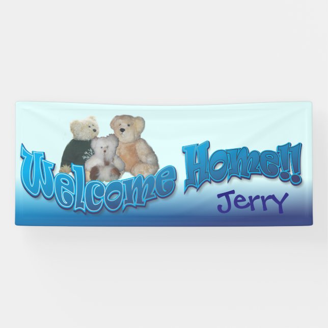 willkommene Zuhause Teddybärnfahne Banner (Horizontal)