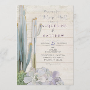 Willkommener Nachtwüsten-Kaktus-saftige hölzerne Einladung