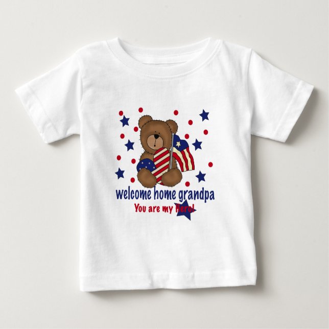 Willkommener Zuhause-Großvater-Bär Baby T-shirt (Vorderseite)