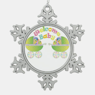 Willkommenes Baby Schneeflocken Zinn-Ornament