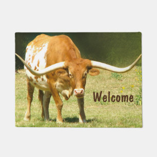 Willkommenes hübsches Texas Longhorn Fußmatte