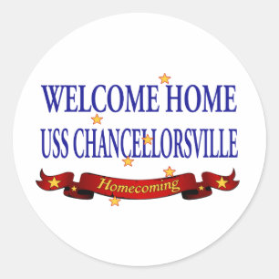 Willkommenes Zuhause USS Chancellorsville Runder Aufkleber