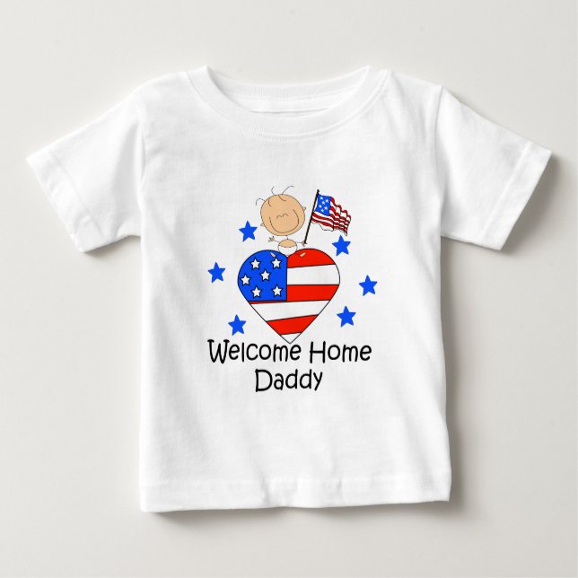 Willkommenes Zuhause-Vati-Strichmännchen-Baby Baby T-shirt (Vorderseite)