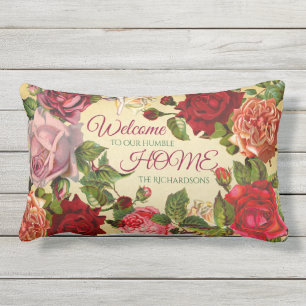 Willkommenes Zuhause-Vintages viktorianisches Kissen Für Draußen