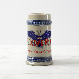 Willkommenes Zuhause vom Militär Bierglas