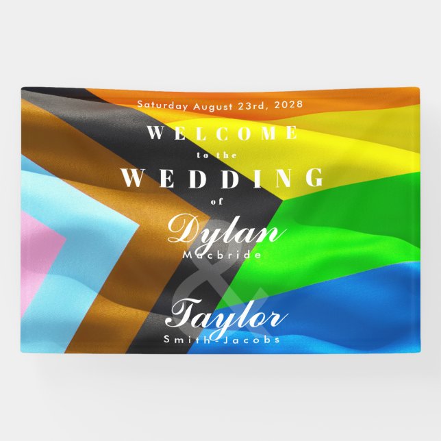 Willkommens-Hochzeit-Pride-Flag-Typografie Banner (Horizontal)