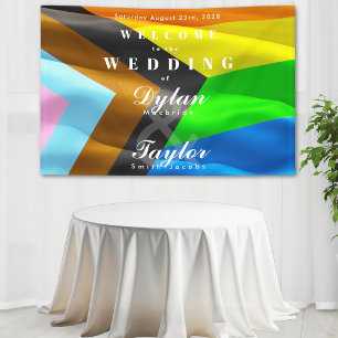 Willkommens-Hochzeit-Pride-Flag-Typografie Banner