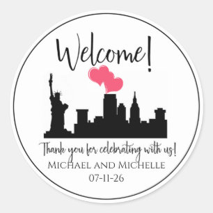 Willkommens-Hochzeitstasche Gast New York City NYC Runder Aufkleber