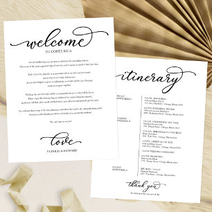 Willkommens-Itinerary für das Hochzeitswochenende