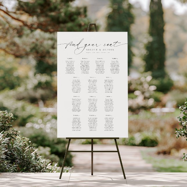 Willkommens-Sitzplan 13 Tische Moderne Schrift Poster (13 Tables Welcome Seating Chart, Seating Plan, Find your seat)