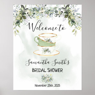 Willkommens-Tea-Shower Eukalyptus-sukkulente grüne Poster