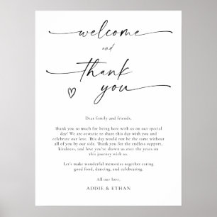 Willkommens- und Dankeschön-Hochzeitsschild Poster