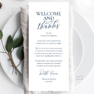 Willkommens- und Dankeskarten für das Hochzeitsdin Programm