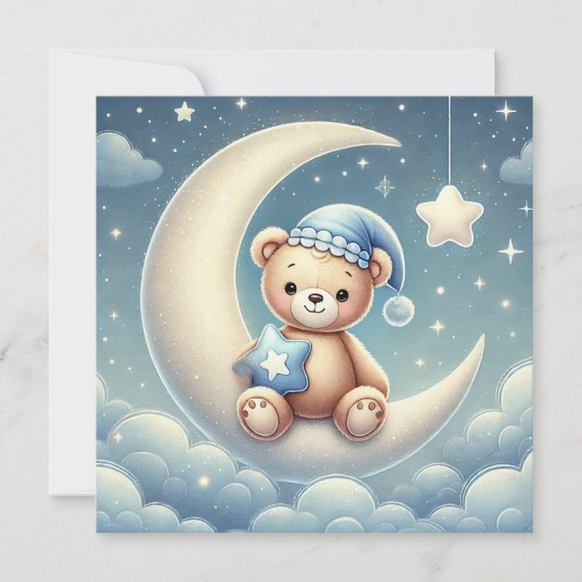 Willkommensankündigung des Baby Boy Einladung (Vorderseite)