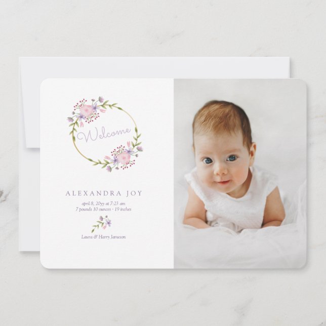 Willkommensankündigung von Wreath Foto Ankündigung (Vorderseite)