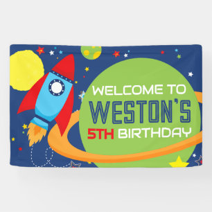 Willkommensbanner für Weltraumrakete Banner