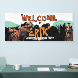 Willkommensbanner T-Rex - Roaring Dino Party Sign Banner