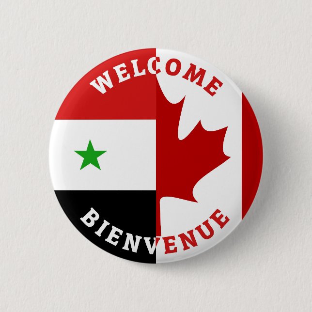 Willkommensbienvenue Syrer Button (Vorderseite)