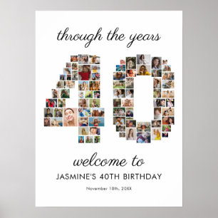 Willkommenscollage zum 40. Geburtstag Poster
