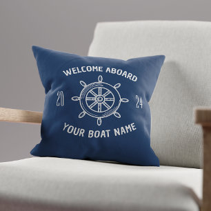 Willkommensgeschenk für Bootsbesitzer in Navyblau Kissen