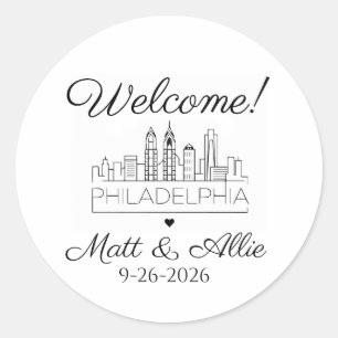 Willkommensgeschenk Hochzeitsbeutel Philadelphia Runder Aufkleber