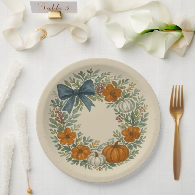 Willkommensgraue Pumpkin-Malerei Pappteller (Hochzeit)