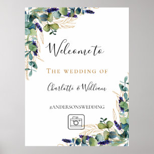 Willkommensgruß für Hochzeitseukalyptusgrün auf In Poster