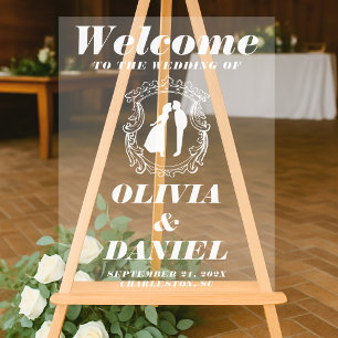 Willkommensgruß im Vintage-Stil für Hochzeiten Acrylschild