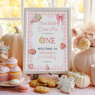 Willkommensgruß zum ersten Geburtstag Pink Coquett Poster