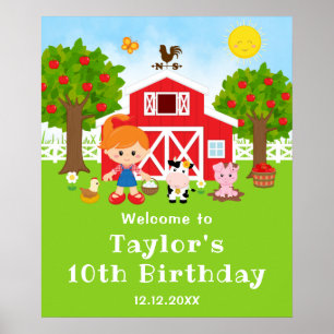 Willkommensgruß zum Geburtstag auf dem roten Bauer Poster