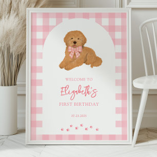 Willkommensgruß zum Geburtstag eines Golden Doodle Poster