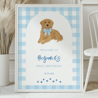 Willkommensgruß zum Geburtstag eines Golden Retrie Poster