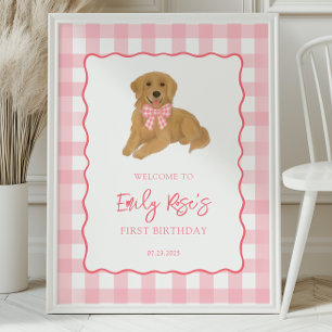 Willkommensgruß zum Geburtstag eines Golden Retrie Poster