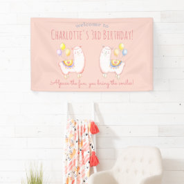 Willkommensgruß zum Kindergeburtstag mit Alpaka un Banner