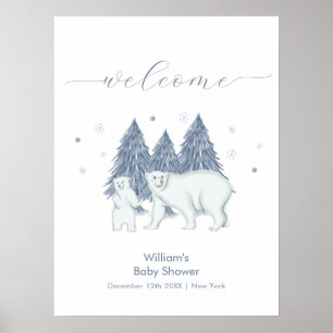 Willkommensgruß zur Baby Shower im Winterwald mit Poster