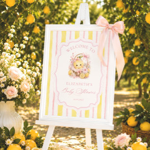 Willkommensgruß zur Babyparty für Mädchen mit Zitr Poster