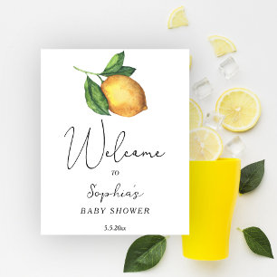 Willkommensgruß zur Babyparty mit Zitrone Poster