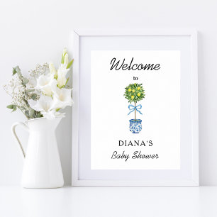 Willkommensgruß zur Babyparty mit Zitronenbaum Poster