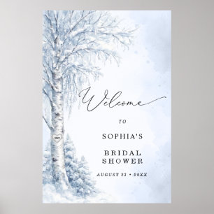 Willkommensgruß zur Frozen Birch Tree Brautparty Poster