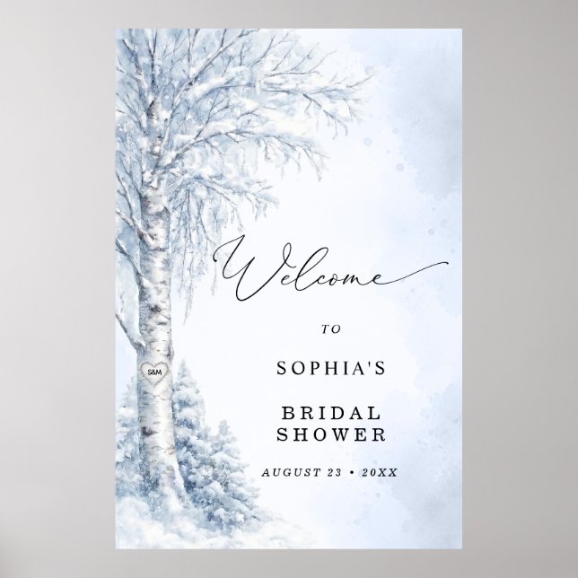 Willkommensgruß zur Frozen Birch Tree Brautparty Poster (Vorne)