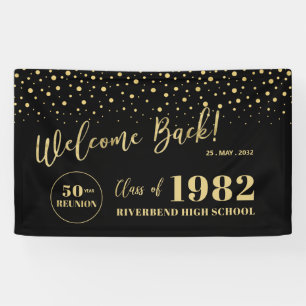 Willkommensgruß zur Gold & Black Konfetti-Abschlus Banner