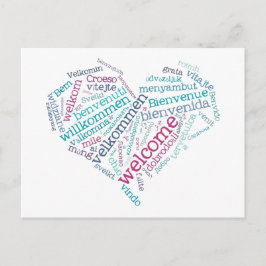 Willkommensherz (viele Sprachen) Postkarte