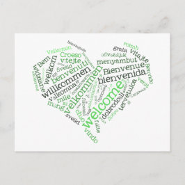 Willkommensherz (viele Sprachen) Postkarte