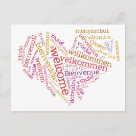 Willkommensherz (viele Sprachen) Postkarte