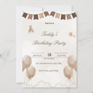 Willkommenskarte zum Teddybär-Geburtstag Save The Date