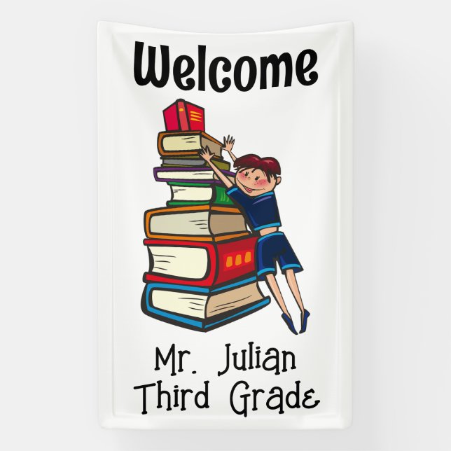 Willkommenskind und Bücher Banner (Vertikal)