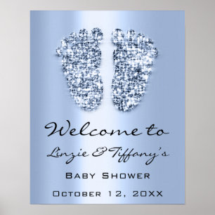 Willkommensposter Babyblau  Füße Baby Shower Junge Poster