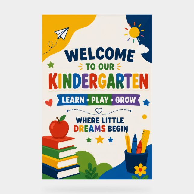 Willkommensposter für den Kindergarten Acrylschild (Vorderseite)