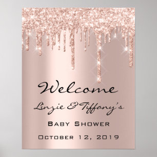 Willkommensposter zur Hochzeit Rose Drips Baby Sho Poster